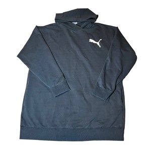 Puma Keeps You Dry Black Soft Athletic Hoodie White Logo Mens Size Large